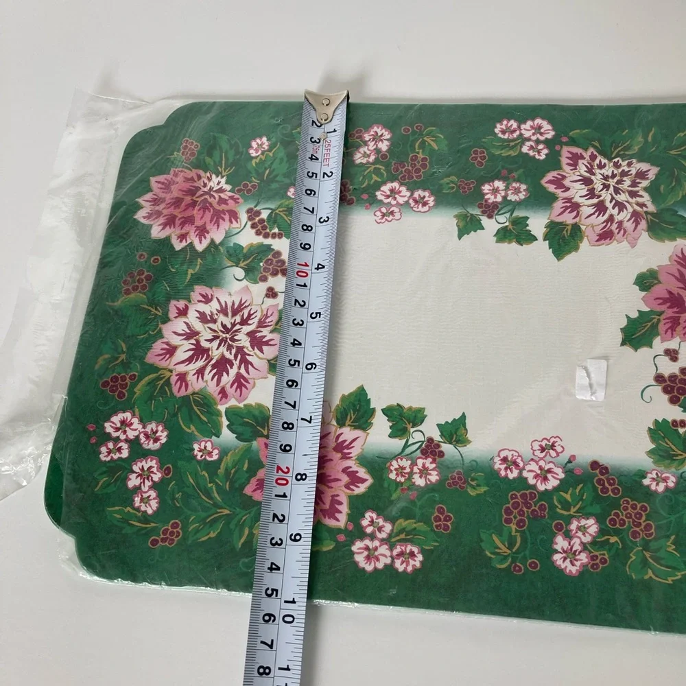 Festive Green Floral Disposable Serving Trays - Pack of Party Tableware